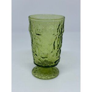 VTG 1970 Seneca Milano Green Footed 4.25" Juice Glass Green Textured Tumbler